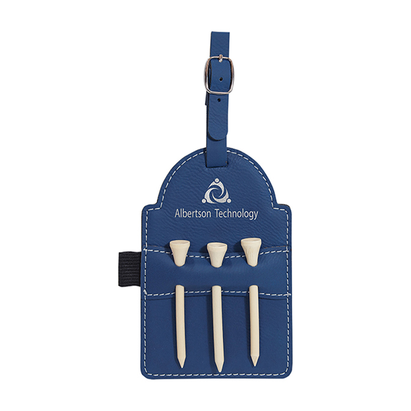 Tees ile Lazerlenebilir Deri Golf Çantası Etiketi Tees ile Lazerlenebilir Deri Golf Çantası Etiketi