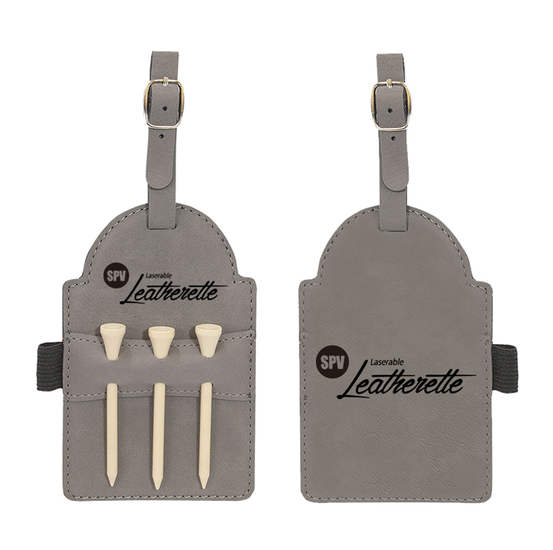 Tees ile Lazerlenebilir Deri Golf Çantası Etiketi Tees ile Lazerlenebilir Deri Golf Çantası Etiketi