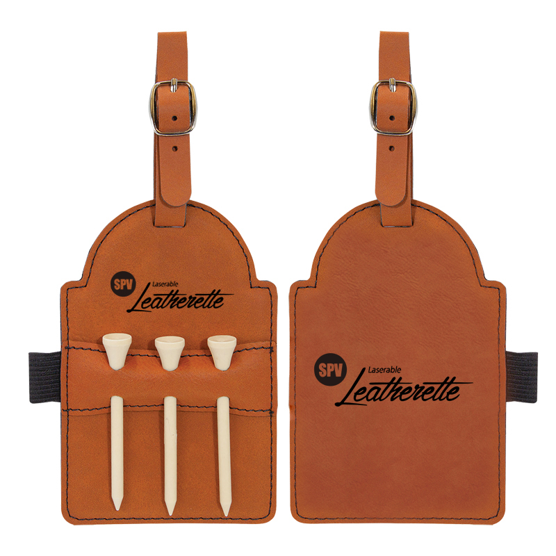 Tees ile Lazerlenebilir Deri Golf Çantası Etiketi Tees ile Lazerlenebilir Deri Golf Çantası Etiketi
