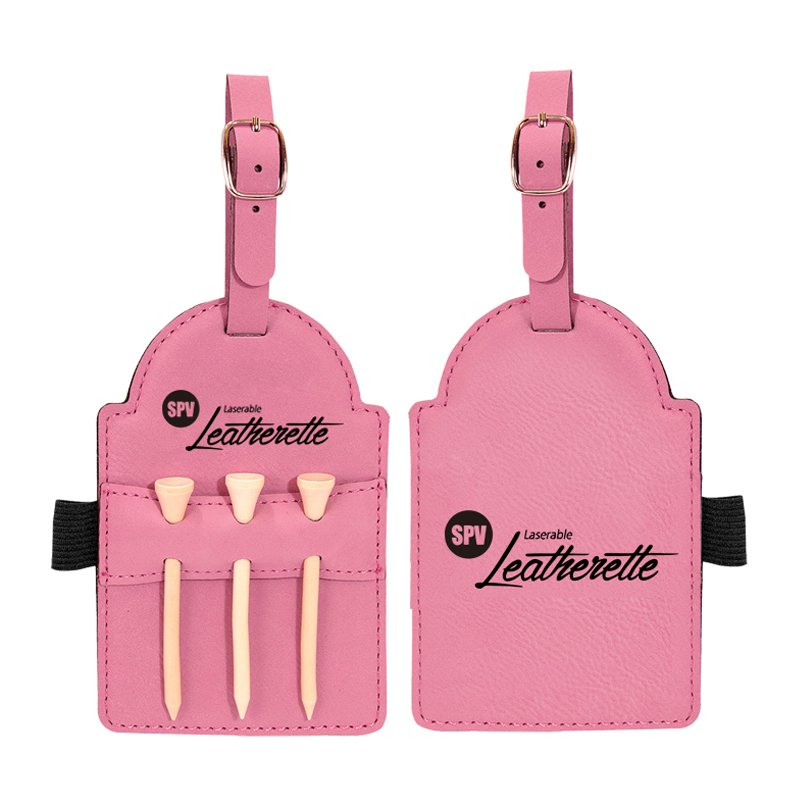 Tees ile Lazerlenebilir Deri Golf Çantası Etiketi Tees ile Lazerlenebilir Deri Golf Çantası Etiketi