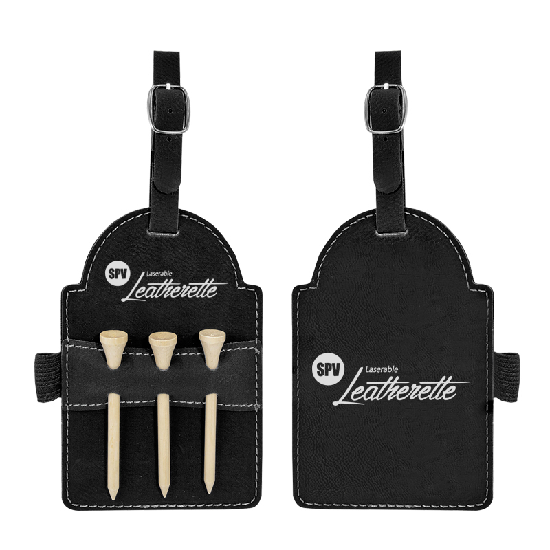 Tees ile Lazerlenebilir Deri Golf Çantası Etiketi Tees ile Lazerlenebilir Deri Golf Çantası Etiketi