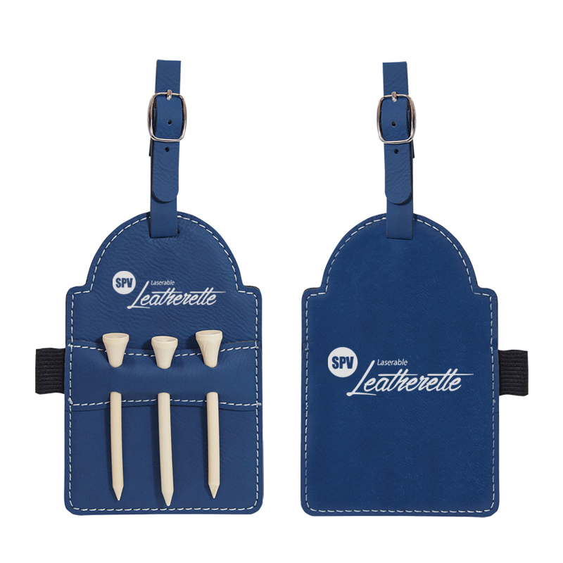 Tees ile Lazerlenebilir Deri Golf Çantası Etiketi Tees ile Lazerlenebilir Deri Golf Çantası Etiketi