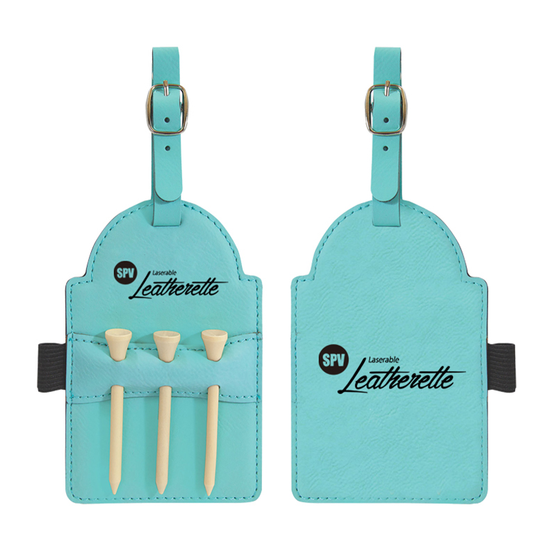 Tees ile Lazerlenebilir Deri Golf Çantası Etiketi Tees ile Lazerlenebilir Deri Golf Çantası Etiketi