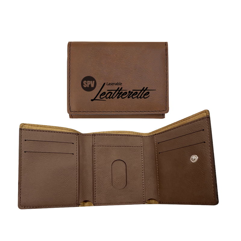 Lazerlenebilir Suni Deri Üç Katlı Cüzdan