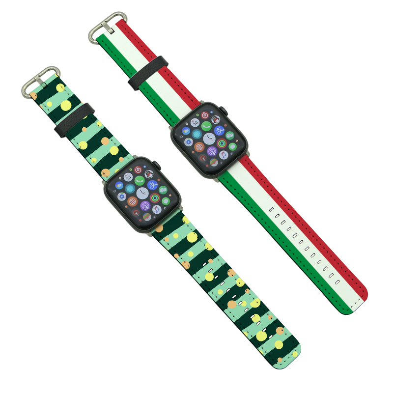 4/5-44mm Serisi için Süblimasyon PU Deri Apple iWatch Kordonlar
