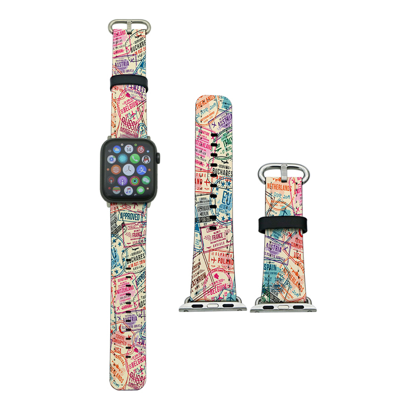 1/2/3-42mm Serisi için Süblimasyon PU Deri Apple Watch Kordonları 1/2/3-42mm Serisi için Süblimasyon PU Deri Apple Watch Kordonları