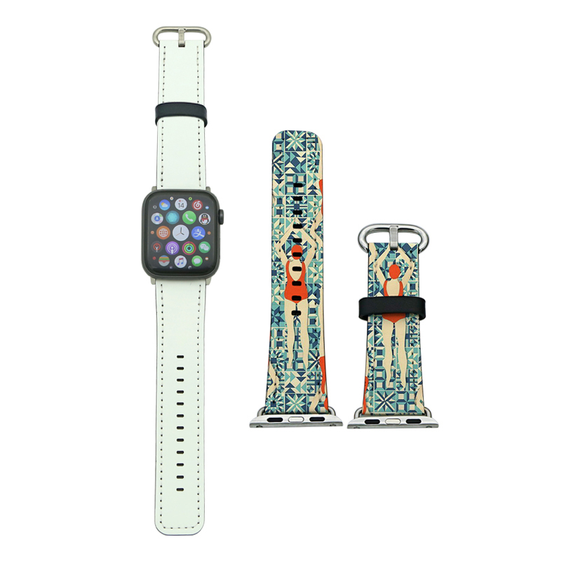 1/2/3-38mm Serisi için Süblimasyon PU Deri Apple Watch Kordonları