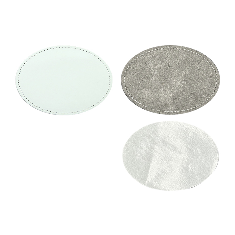 3 1/2' x 2 1/2' Yapışkanlı Oval Süblimasyon Deri Yamalar