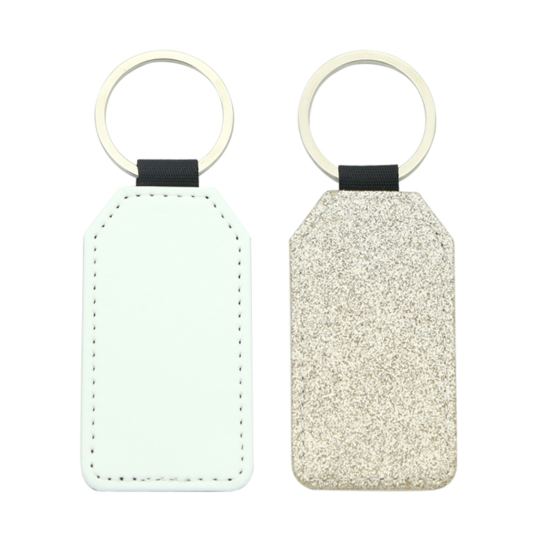 Sublimation Glittering Leatherette Rectangle Keychain - Single Sided Printing