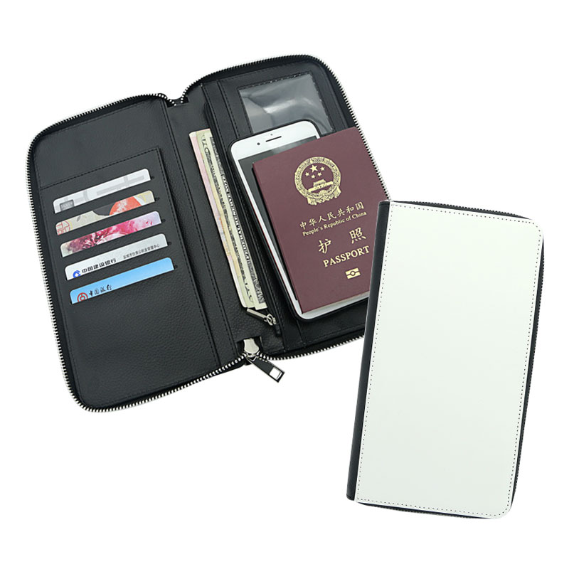 Fermuarlı ve İçi PU Deri Süblimasyon Suni Deri Pasaportluk
